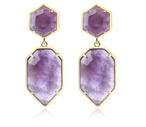 Polygons Crystal Stud Earrings - Amethyst, Agate, Quartz & Onyx