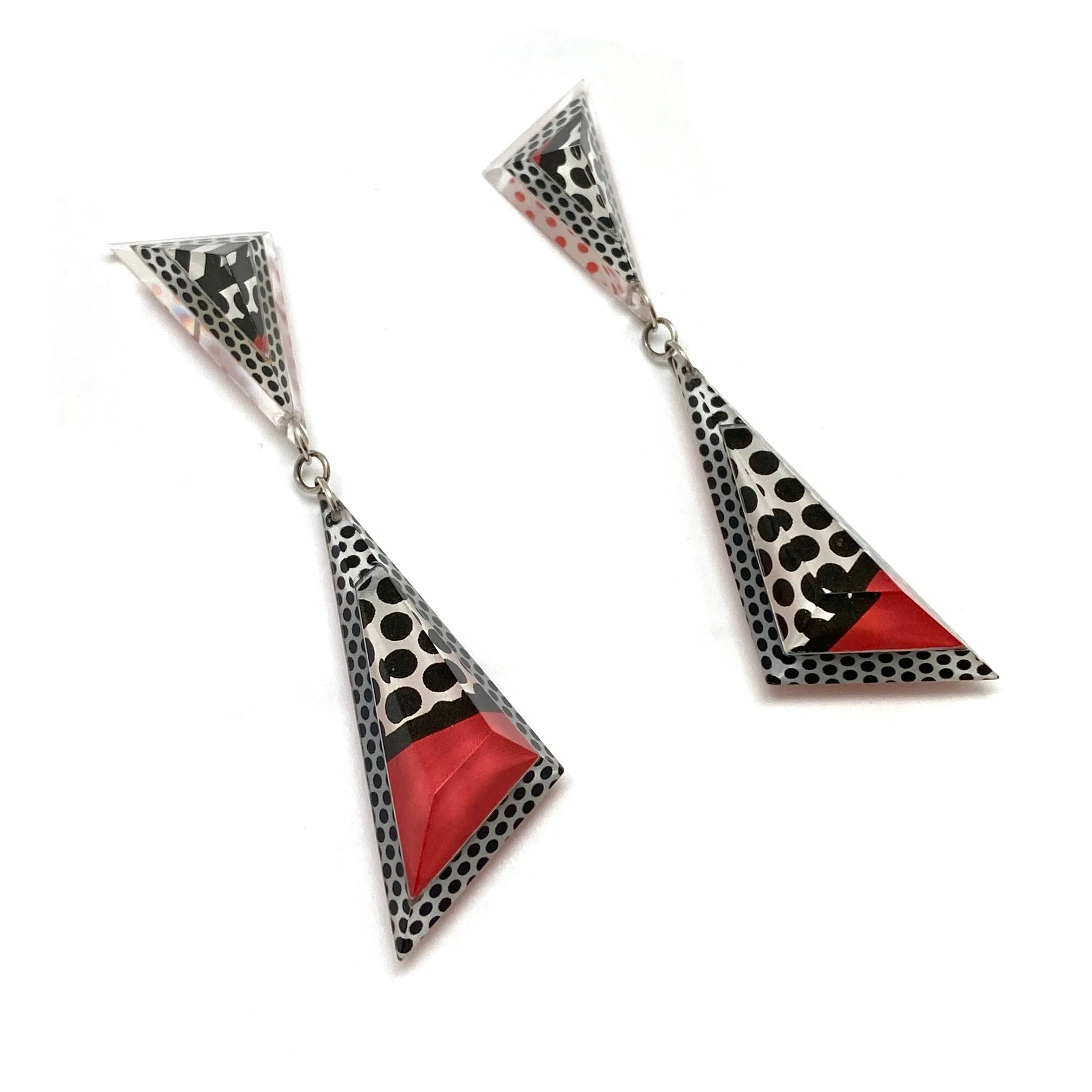 Pop Art Double Triangle Drop Earrings