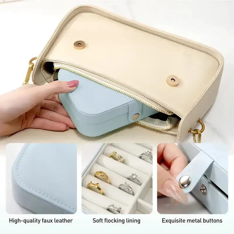 Portable Travel Jewelry Box, Stylish Vegan Leather box