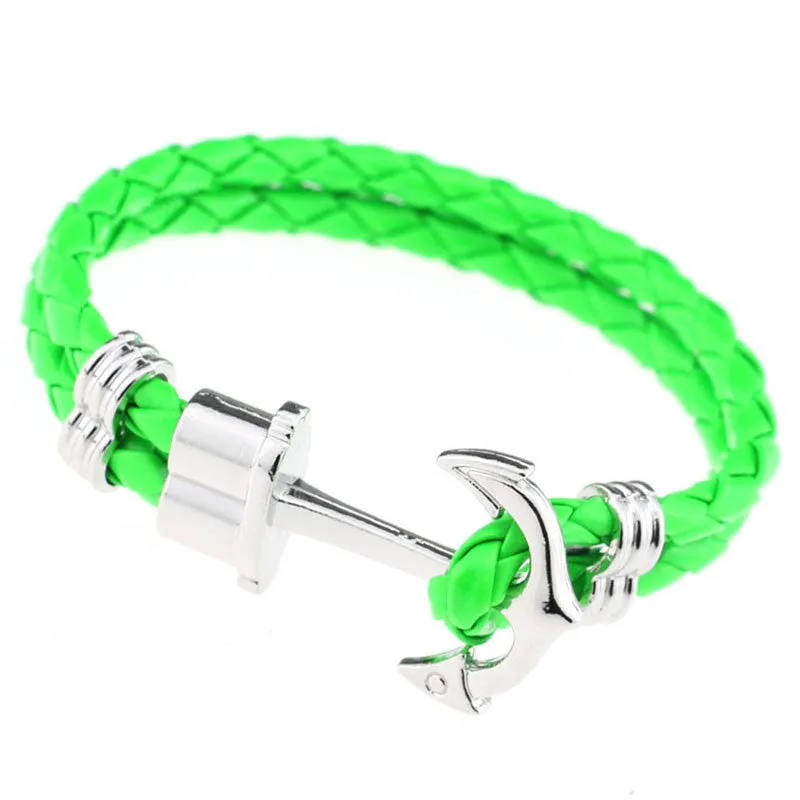 Pulseras Fashion Men Jewelry Men's PU Leather Bracelet Friendship Unisex Punk Rock Anchor Bracelets Bangles For Women Gift