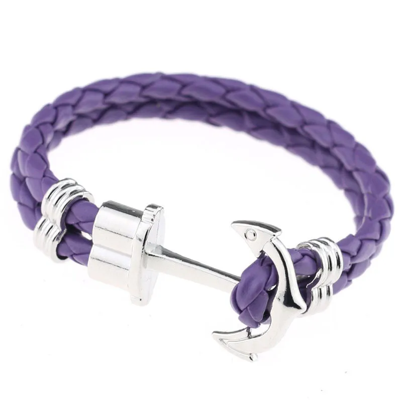 Pulseras Fashion Men Jewelry Men's PU Leather Bracelet Friendship Unisex Punk Rock Anchor Bracelets Bangles For Women Gift