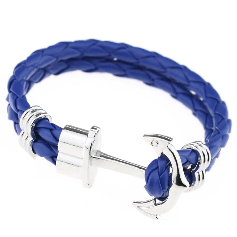 Pulseras Fashion Men Jewelry Men's PU Leather Bracelet Friendship Unisex Punk Rock Anchor Bracelets Bangles For Women Gift