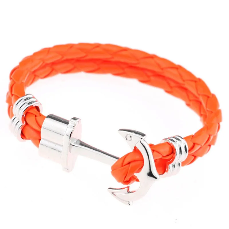 Pulseras Fashion Men Jewelry Men's PU Leather Bracelet Friendship Unisex Punk Rock Anchor Bracelets Bangles For Women Gift