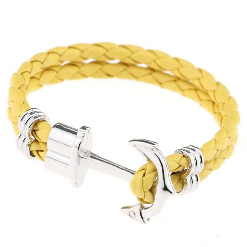Pulseras Fashion Men Jewelry Men's PU Leather Bracelet Friendship Unisex Punk Rock Anchor Bracelets Bangles For Women Gift