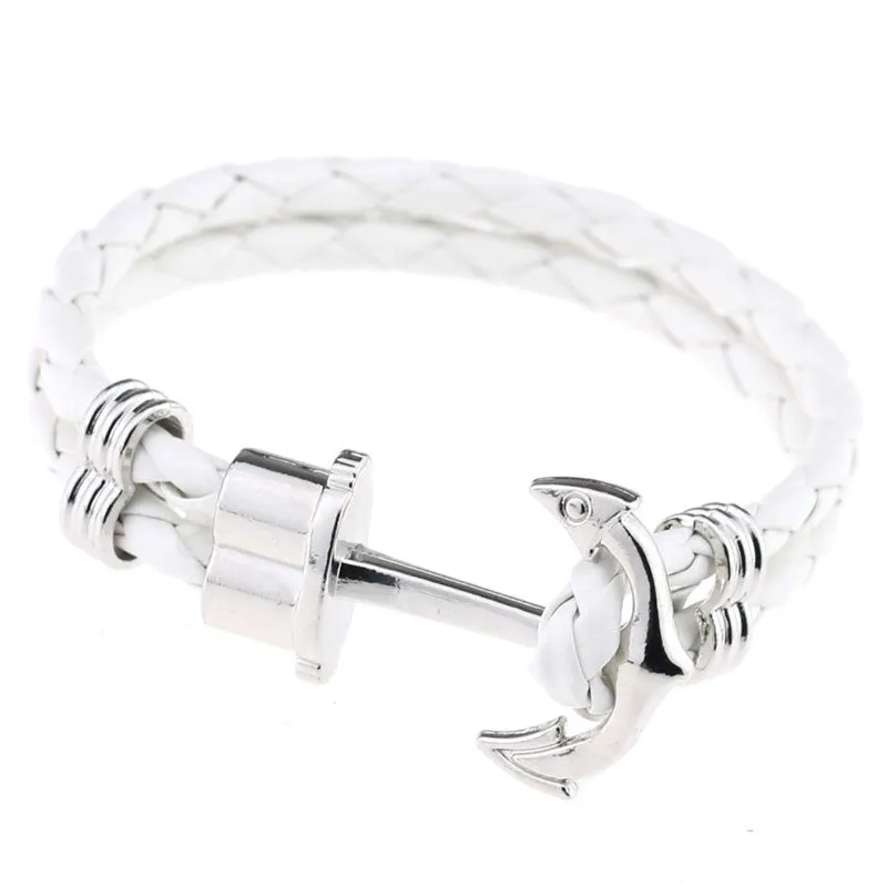 Pulseras Fashion Men Jewelry Men's PU Leather Bracelet Friendship Unisex Punk Rock Anchor Bracelets Bangles For Women Gift