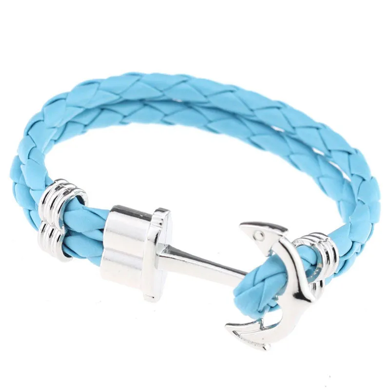 Pulseras Fashion Men Jewelry Men's PU Leather Bracelet Friendship Unisex Punk Rock Anchor Bracelets Bangles For Women Gift