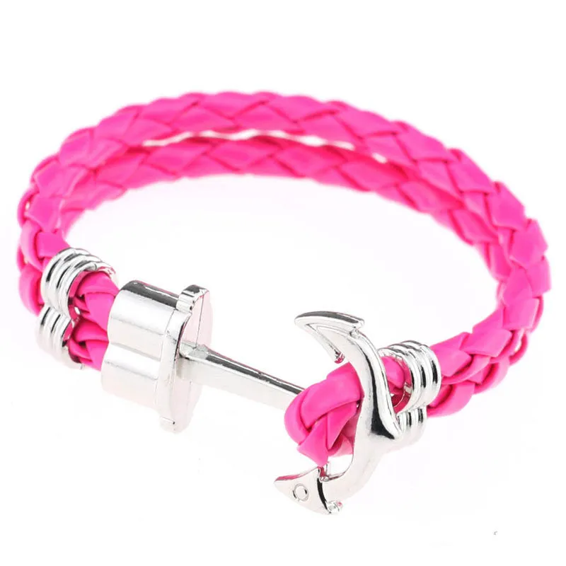 Pulseras Fashion Men Jewelry Men's PU Leather Bracelet Friendship Unisex Punk Rock Anchor Bracelets Bangles For Women Gift