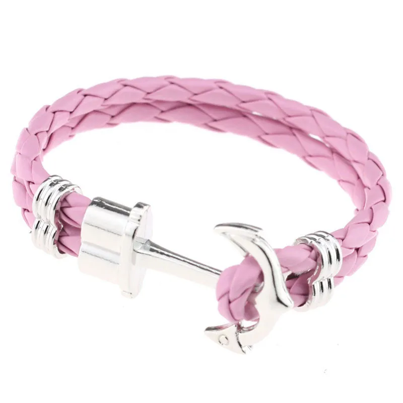 Pulseras Fashion Men Jewelry Men's PU Leather Bracelet Friendship Unisex Punk Rock Anchor Bracelets Bangles For Women Gift