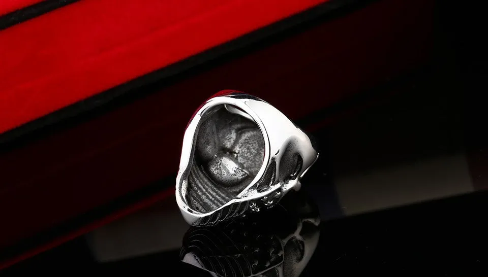 Punk American Flag Stainless Steel Skull Ring for Man Personality Biker Jewelry