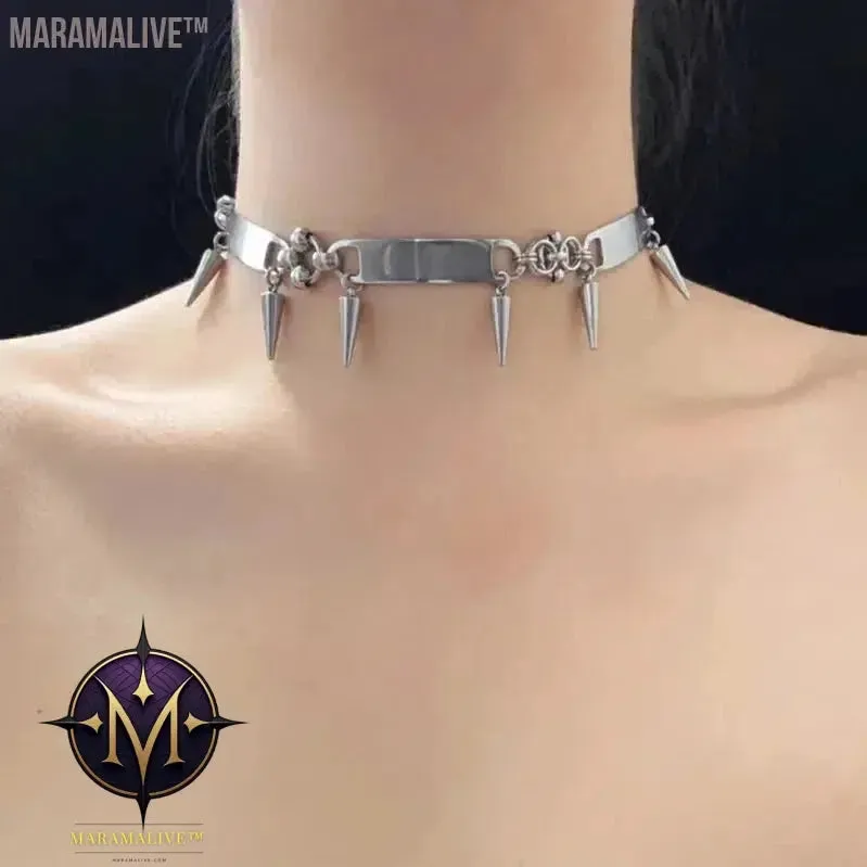 Punk Jewelry Metal Sequin Rivet Necklace Fashion Cool Pendant Necklace for Women Grunge Accessories Goth Choker