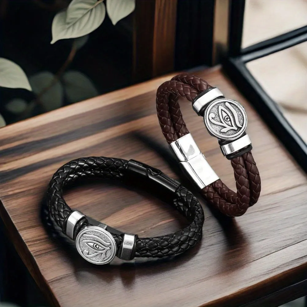 Punk Style Horus Eye Leather Bracelet