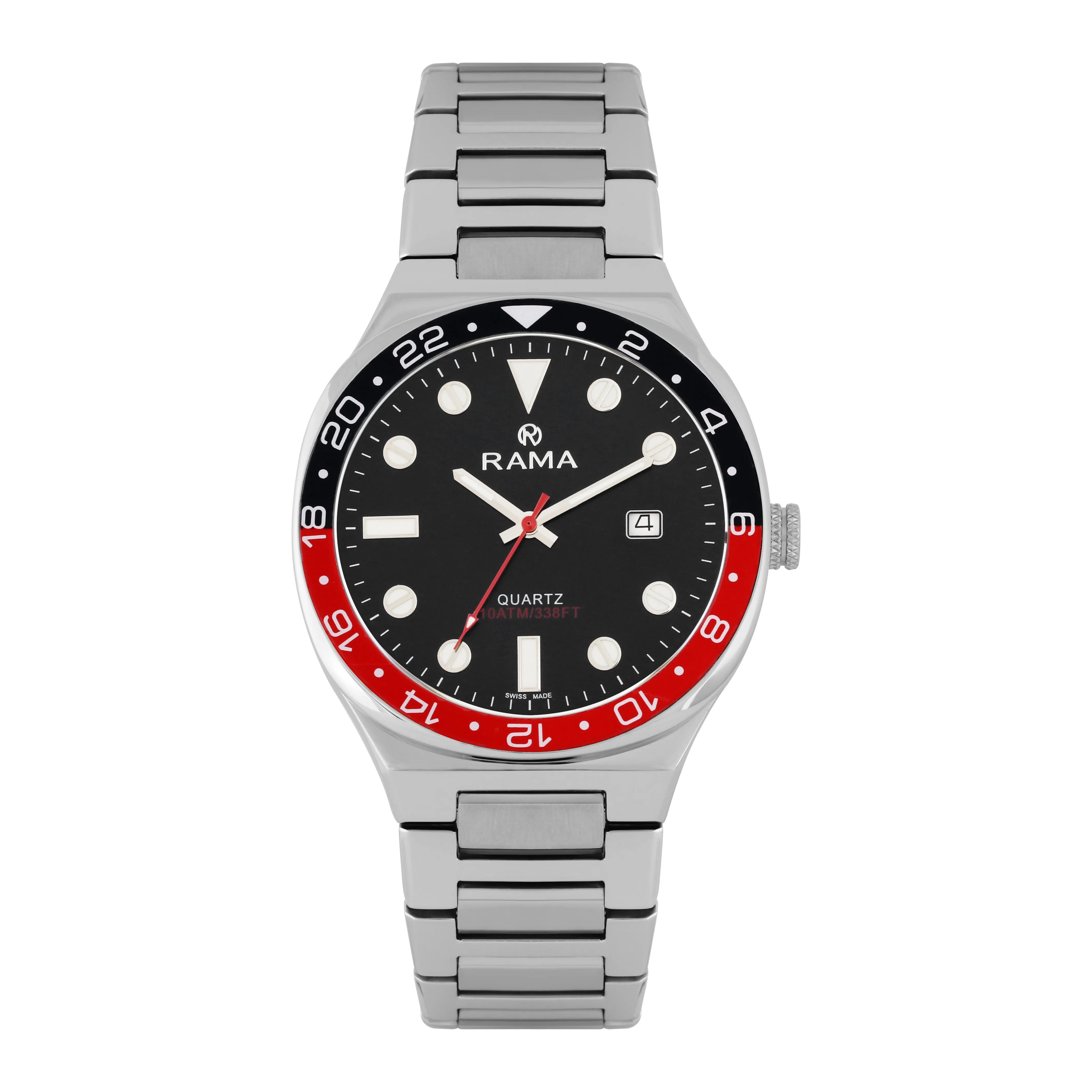 Rama Gents Black Dial Stainless Steel Quartz Watch
