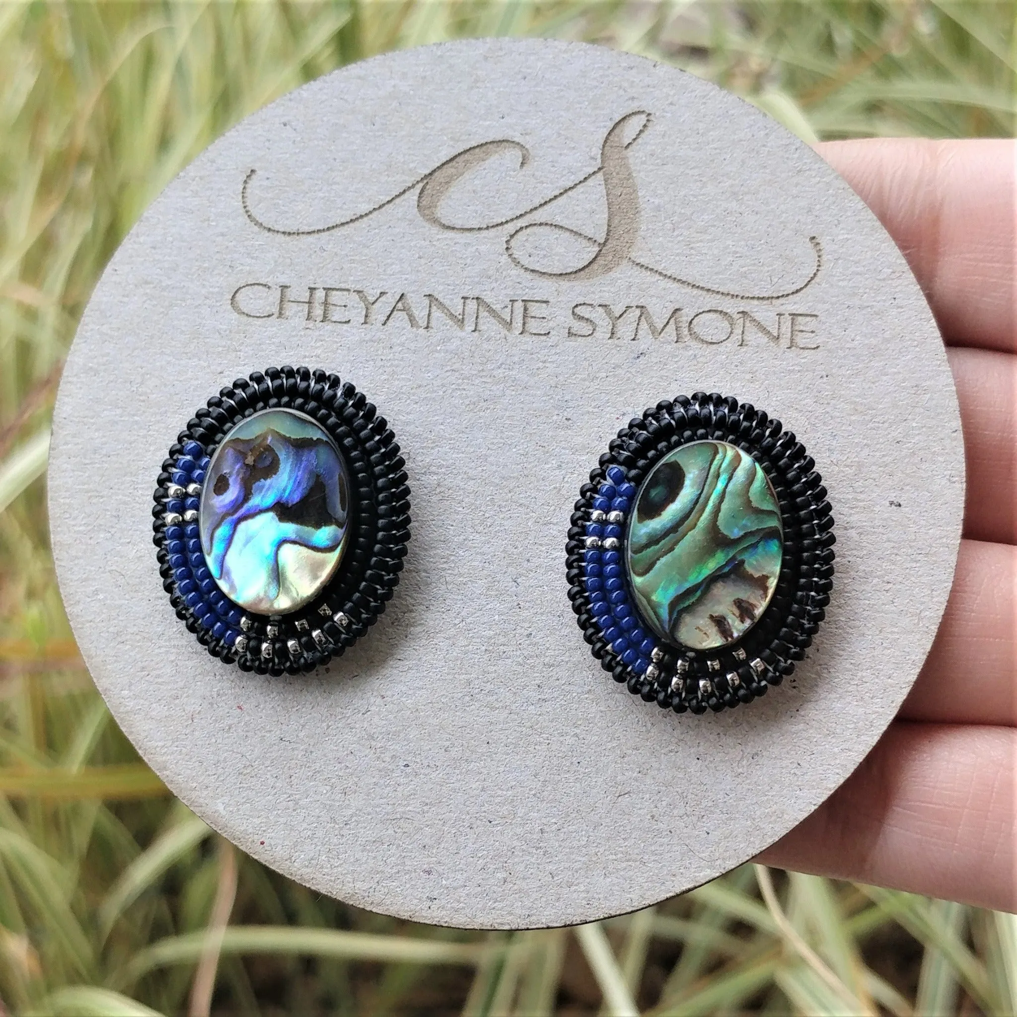 Raven Abalone Statement Earrings