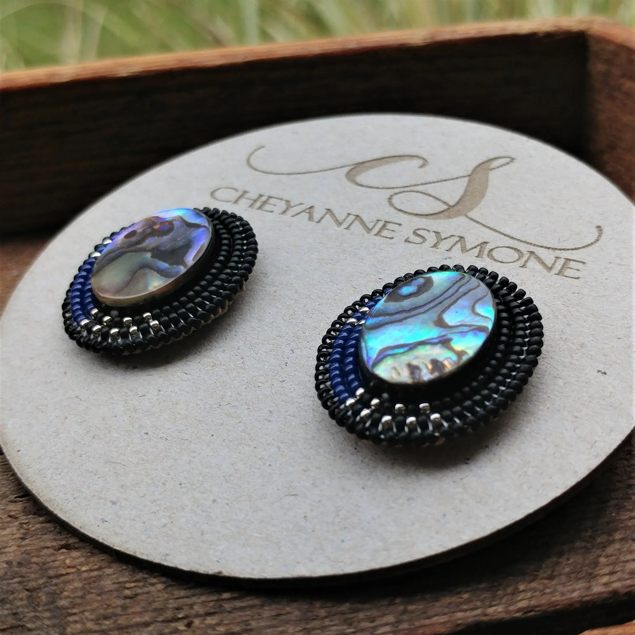 Raven Abalone Statement Earrings