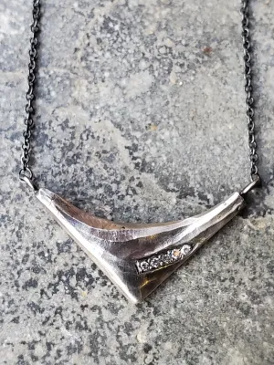 Rebecca Overmann Sterling Silver Pave Diamond Triangle Necklace