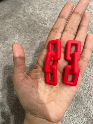 Red acrylic earrings , acrylic chain earrings , red curb earrings , red chunky loop earring