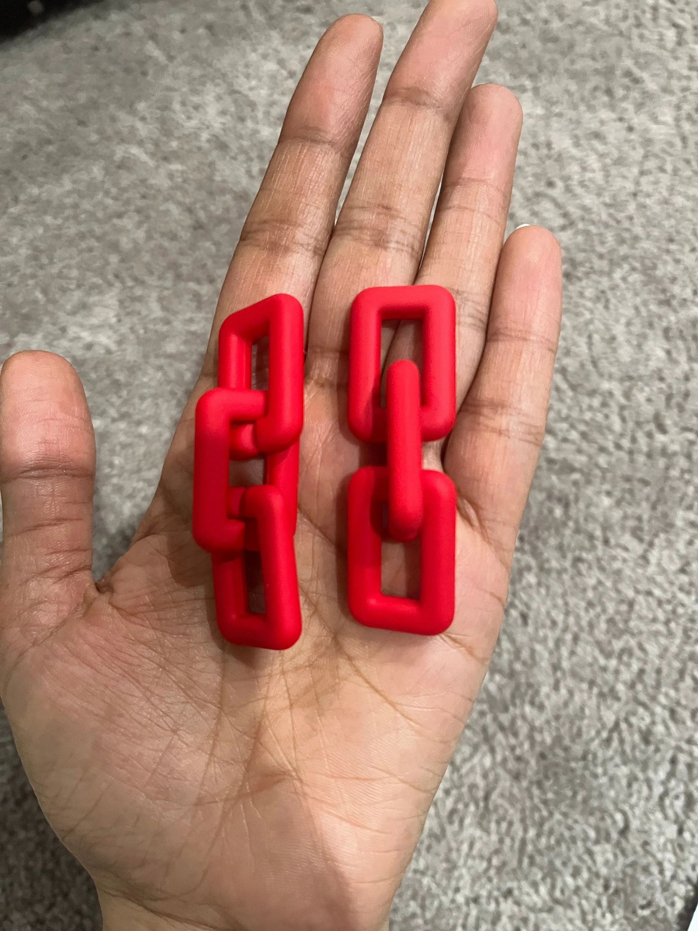 Red acrylic earrings , acrylic chain earrings , red curb earrings , red chunky loop earring