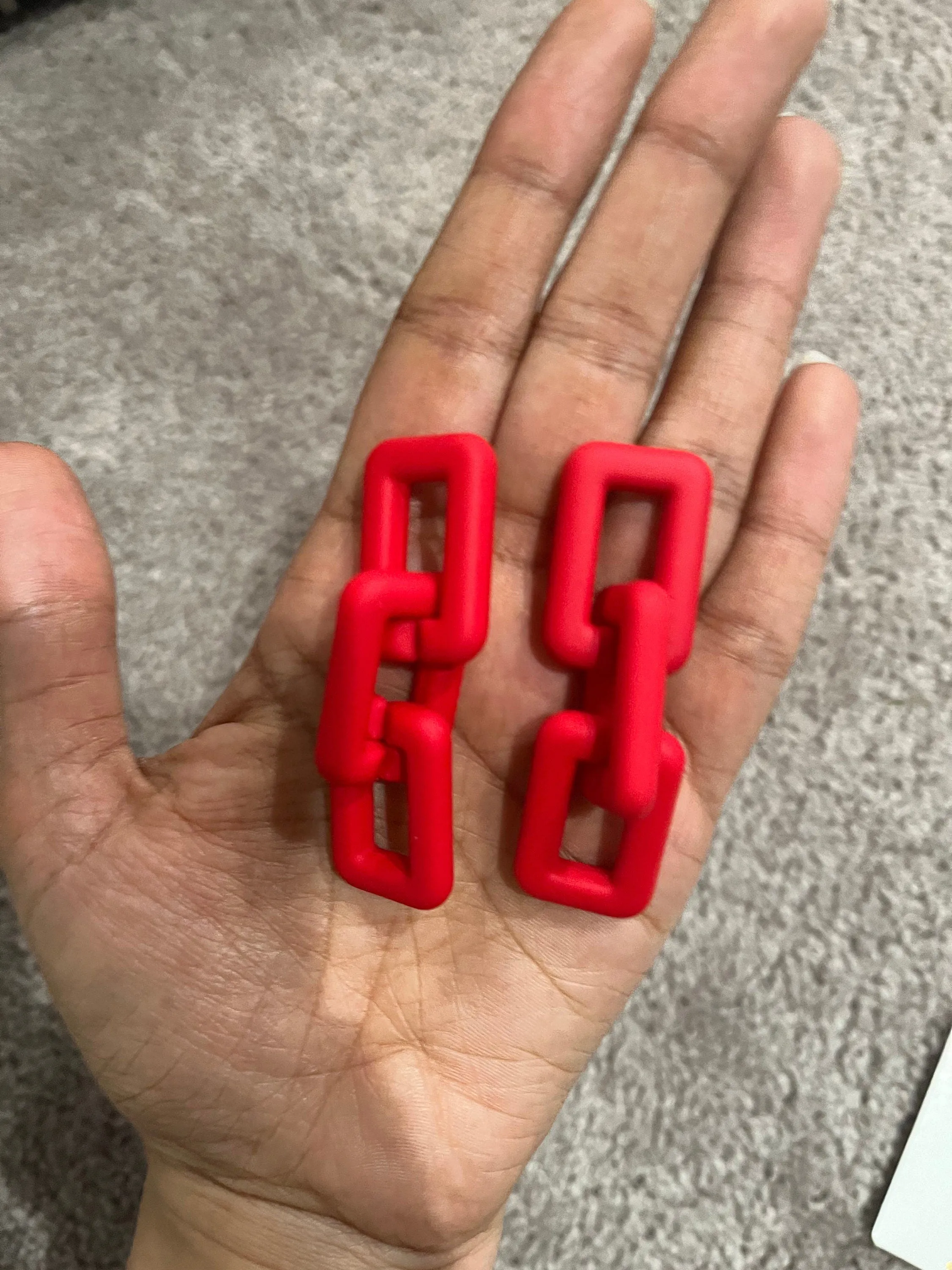Red acrylic earrings , acrylic chain earrings , red curb earrings , red chunky loop earring