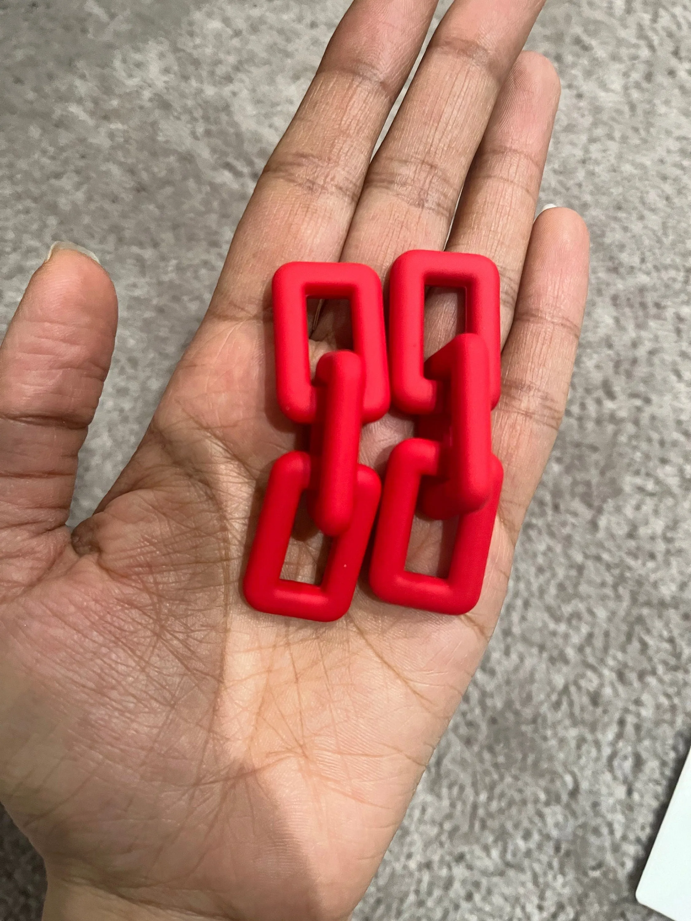Red acrylic earrings , acrylic chain earrings , red curb earrings , red chunky loop earring