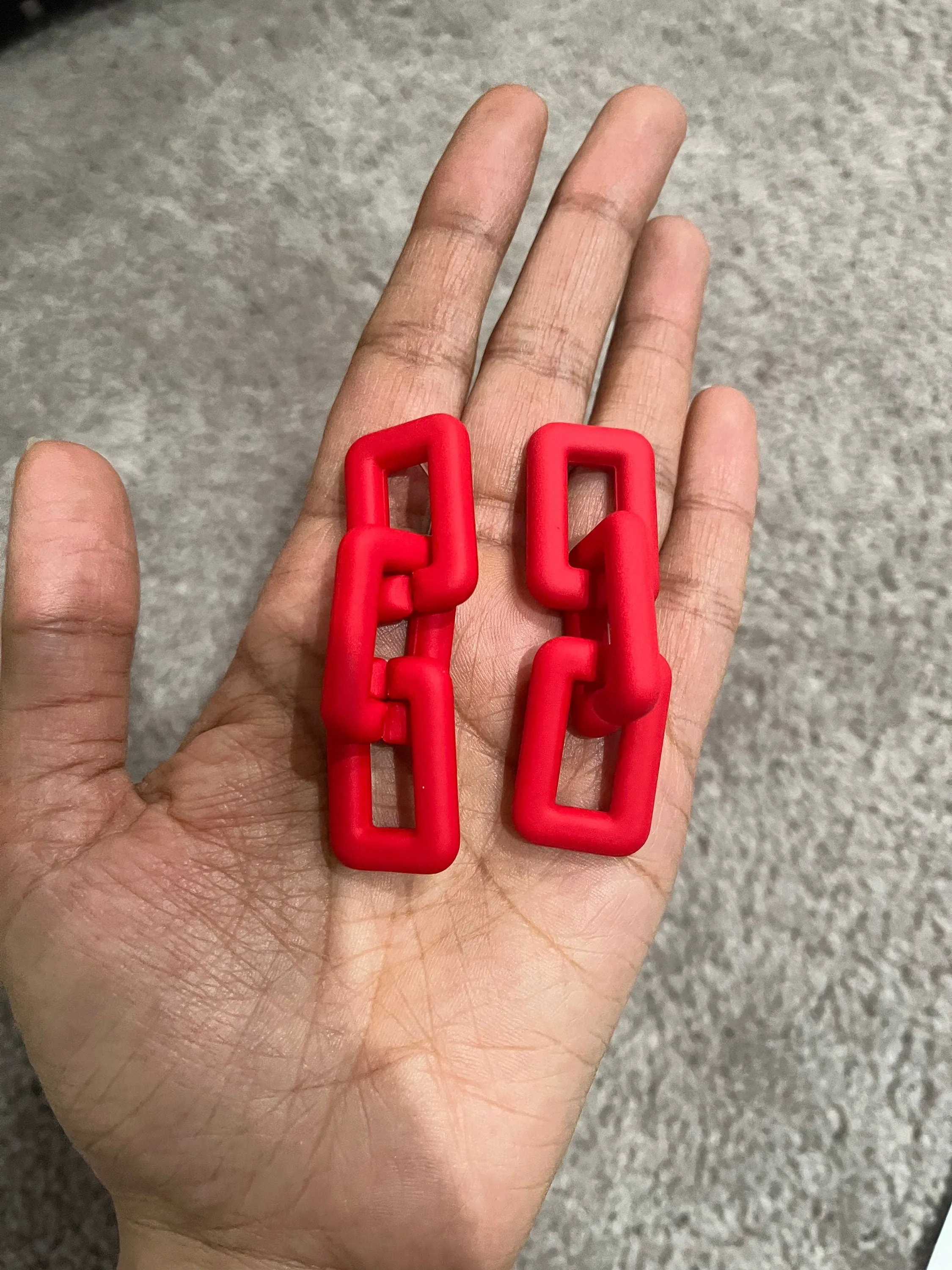 Red acrylic earrings , acrylic chain earrings , red curb earrings , red chunky loop earring