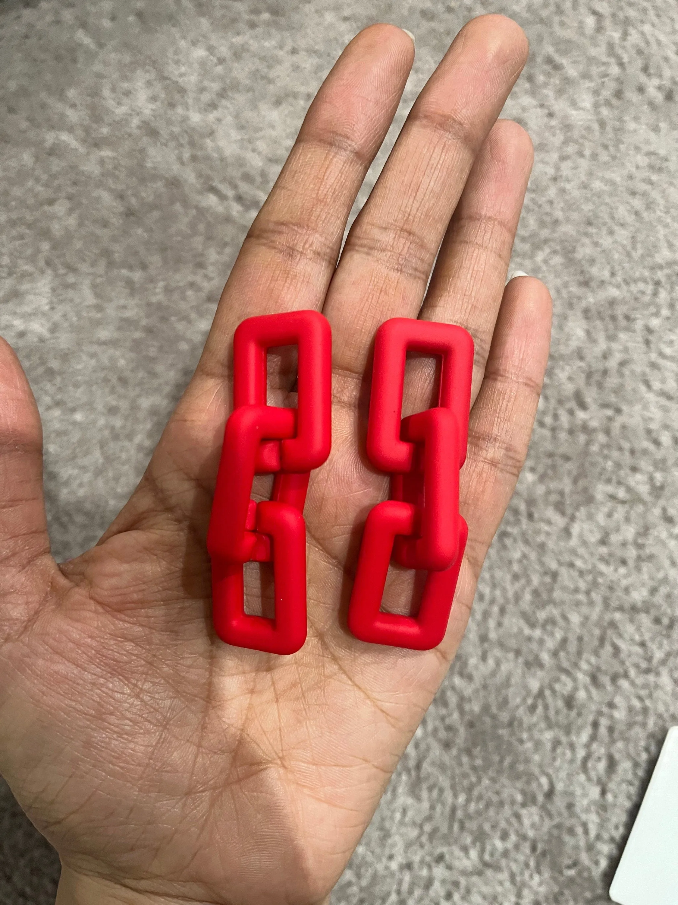 Red acrylic earrings , acrylic chain earrings , red curb earrings , red chunky loop earring