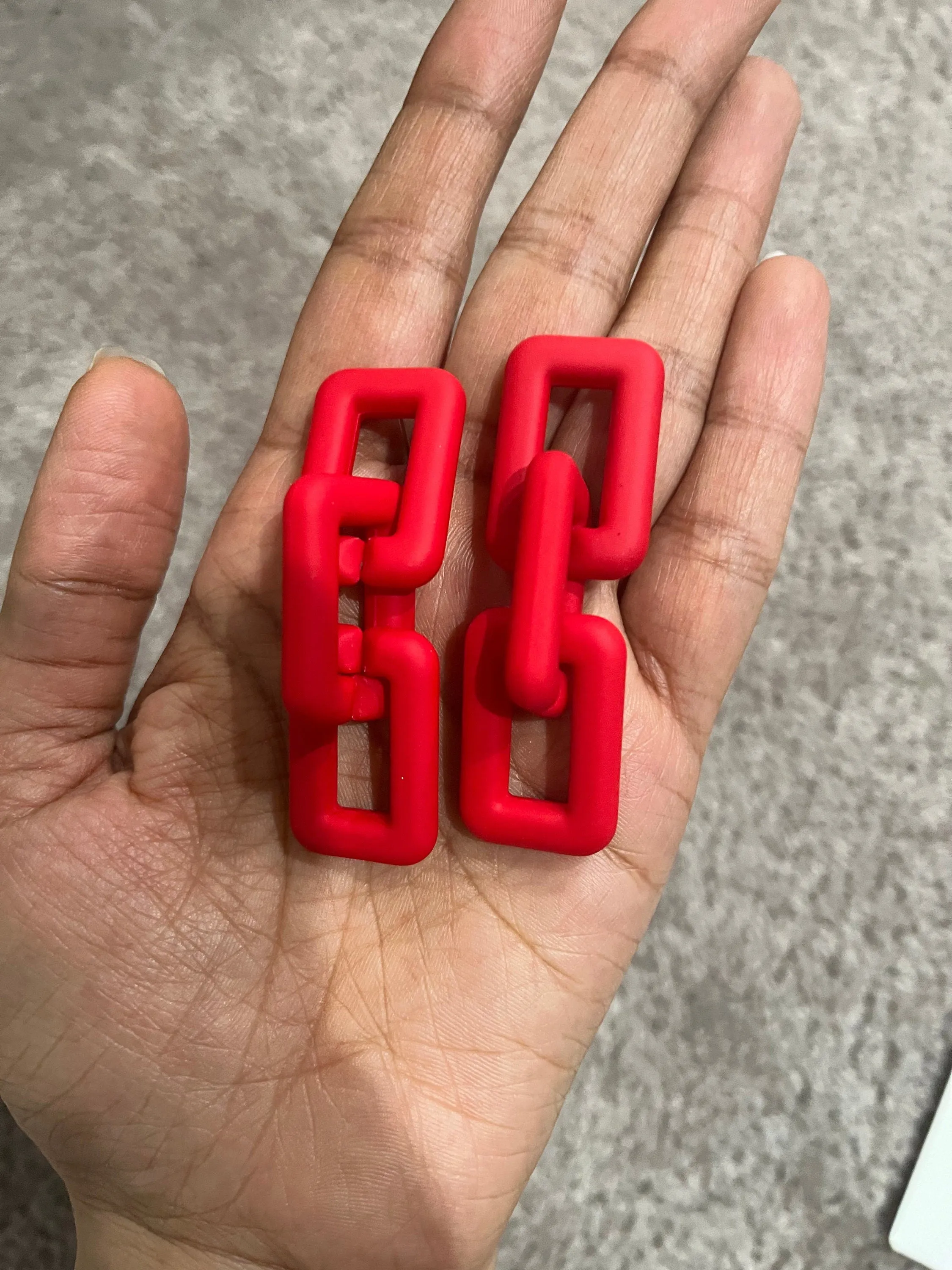 Red acrylic earrings , acrylic chain earrings , red curb earrings , red chunky loop earring