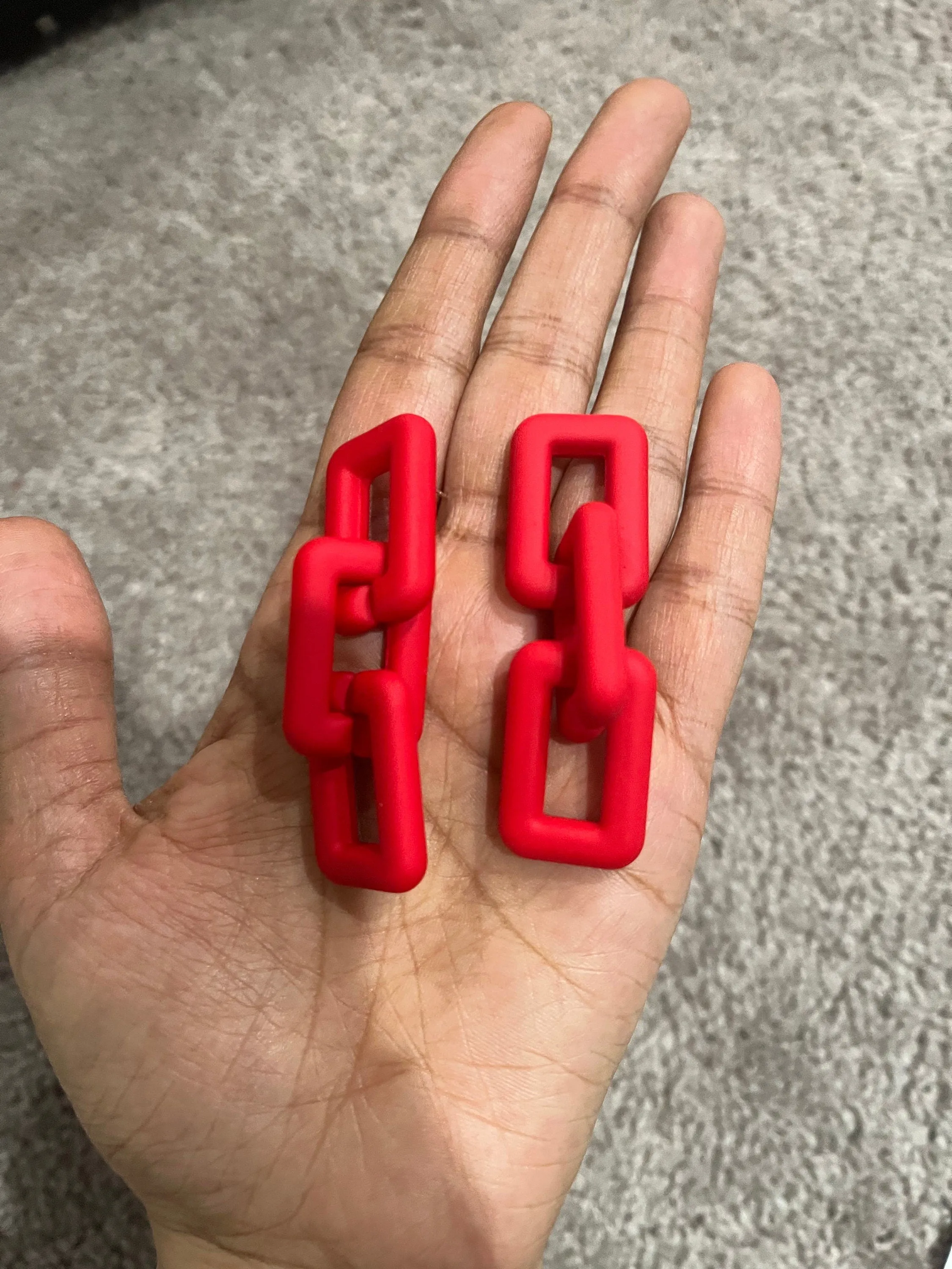 Red acrylic earrings , acrylic chain earrings , red curb earrings , red chunky loop earring