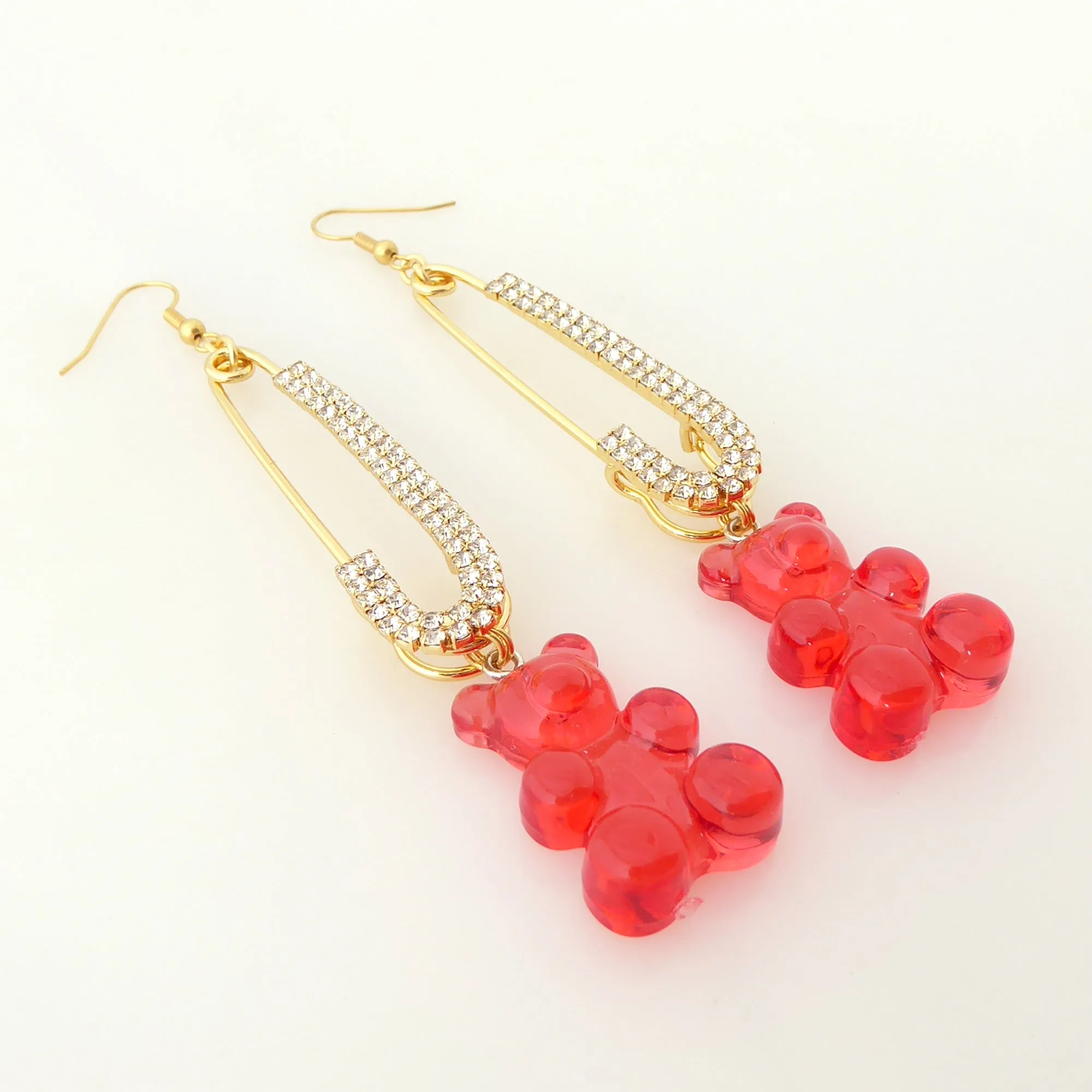 Red gummy bear earrings