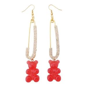 Red gummy bear earrings