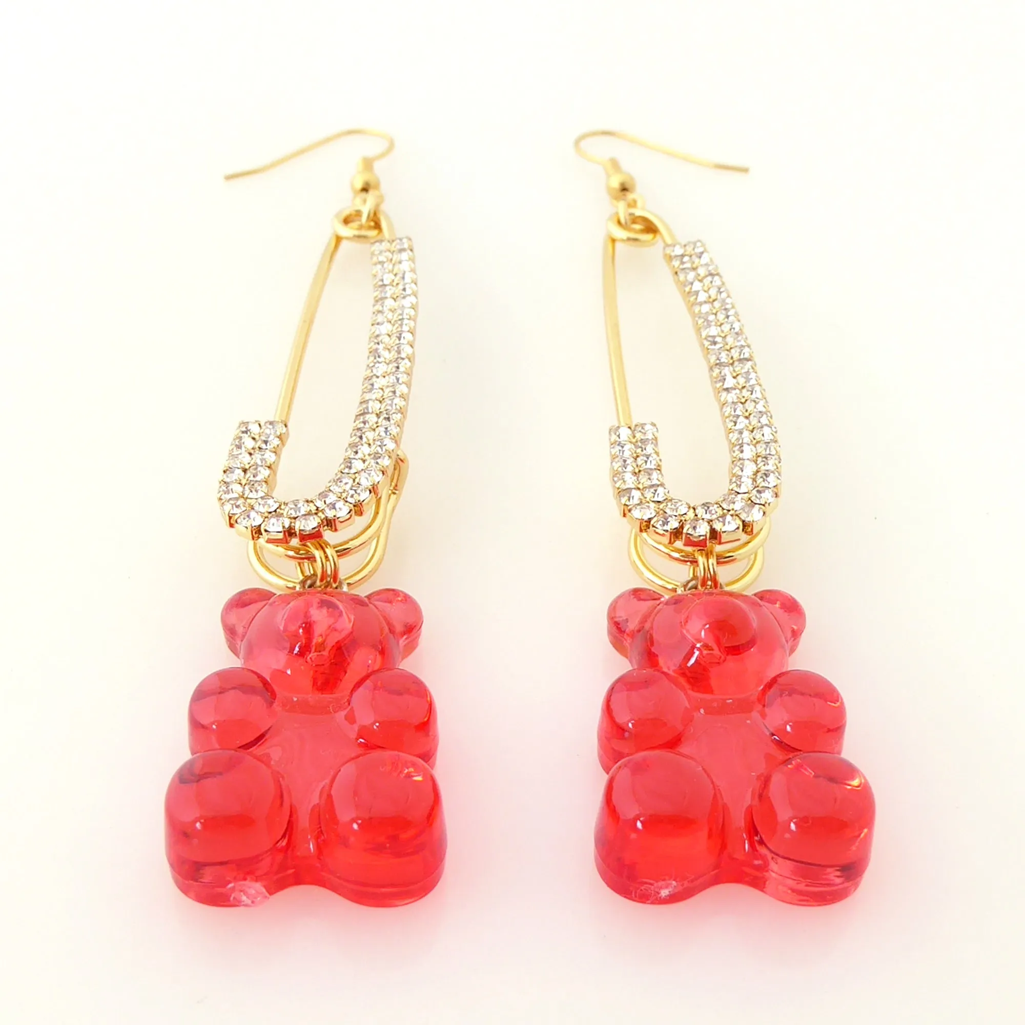 Red gummy bear earrings