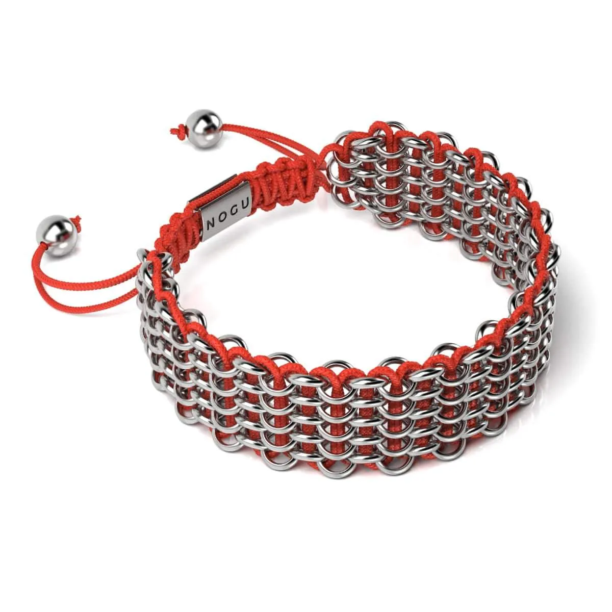 Red Panda Links | Deluxe Kismet Bracelet | Red x Silver