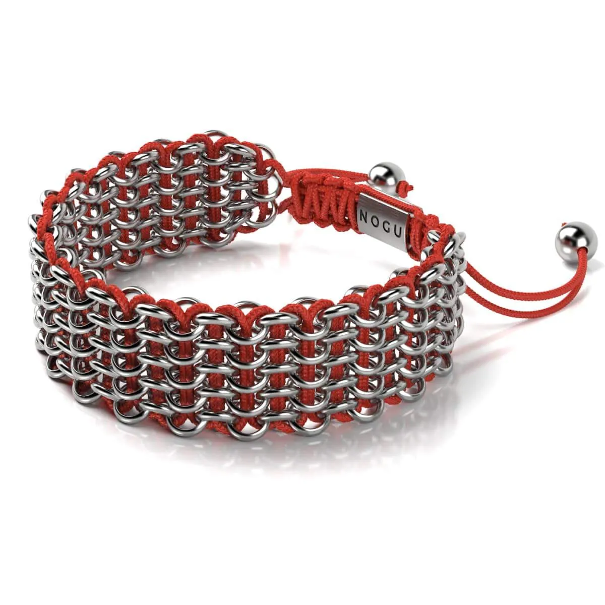 Red Panda Links | Deluxe Kismet Bracelet | Red x Silver