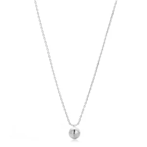 RHODIUM SMALL ROUND PENDANT SHORT NECKLACE #N3501RHO (TD15)