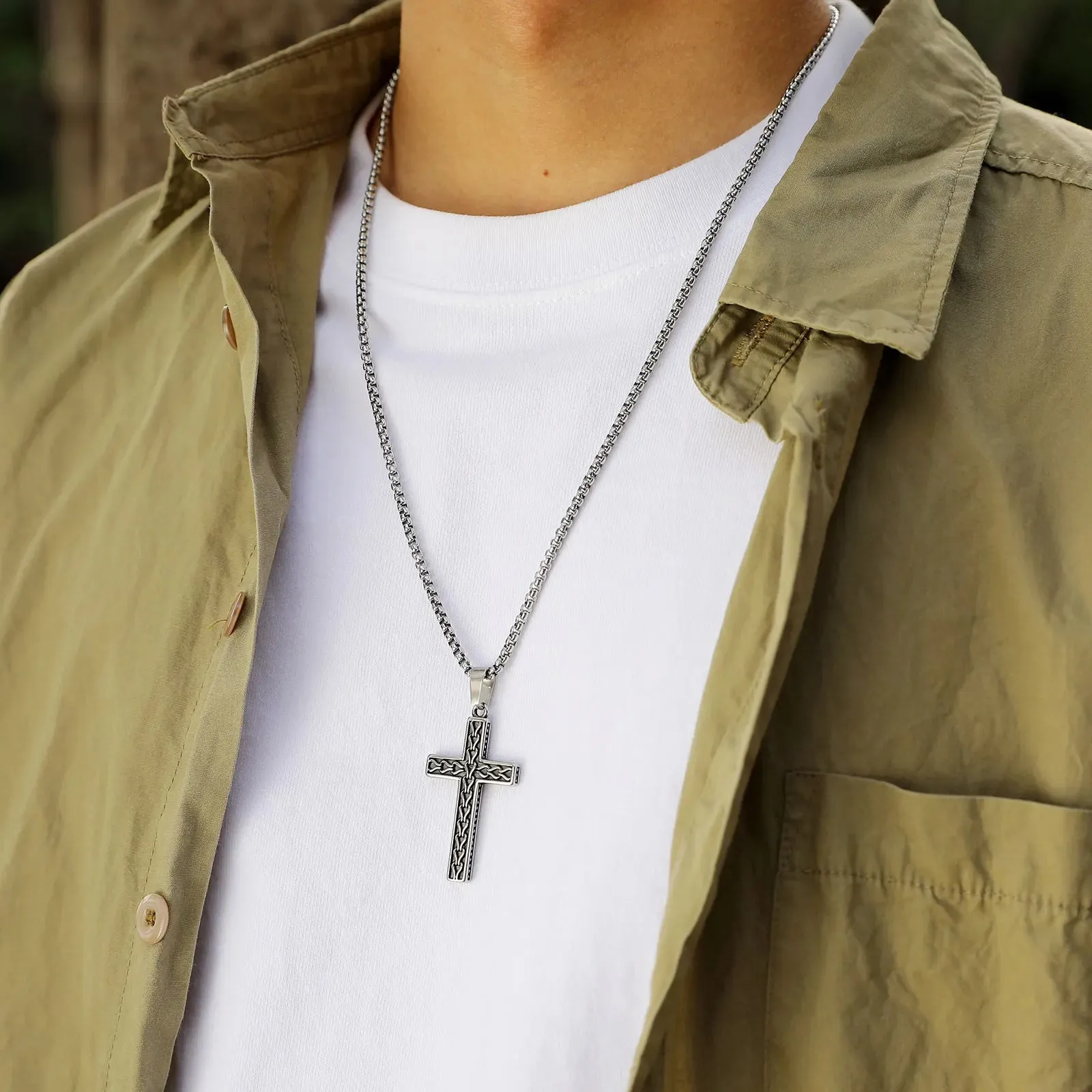Rock Cross Pendant Necklaces for Men Boys