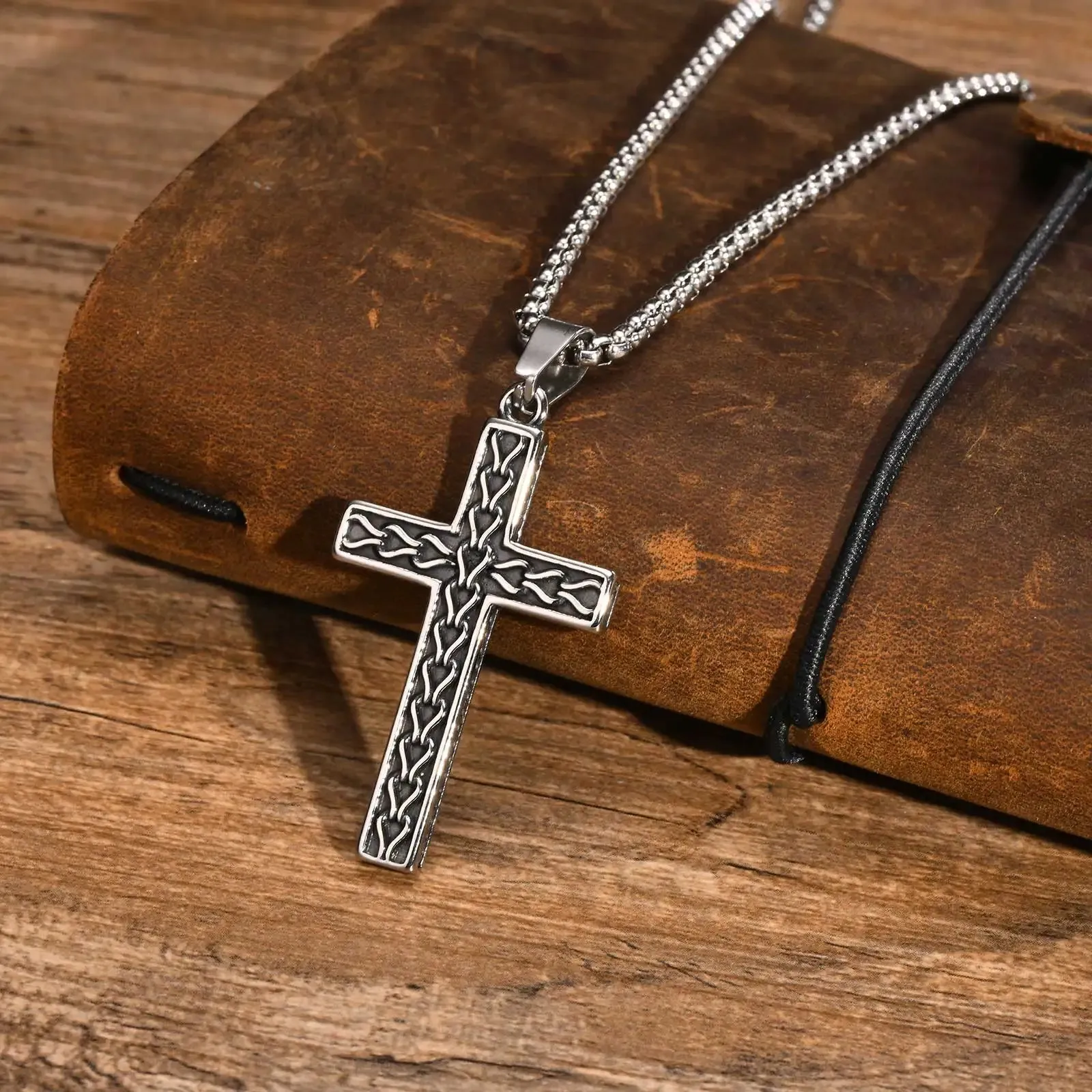Rock Cross Pendant Necklaces for Men Boys