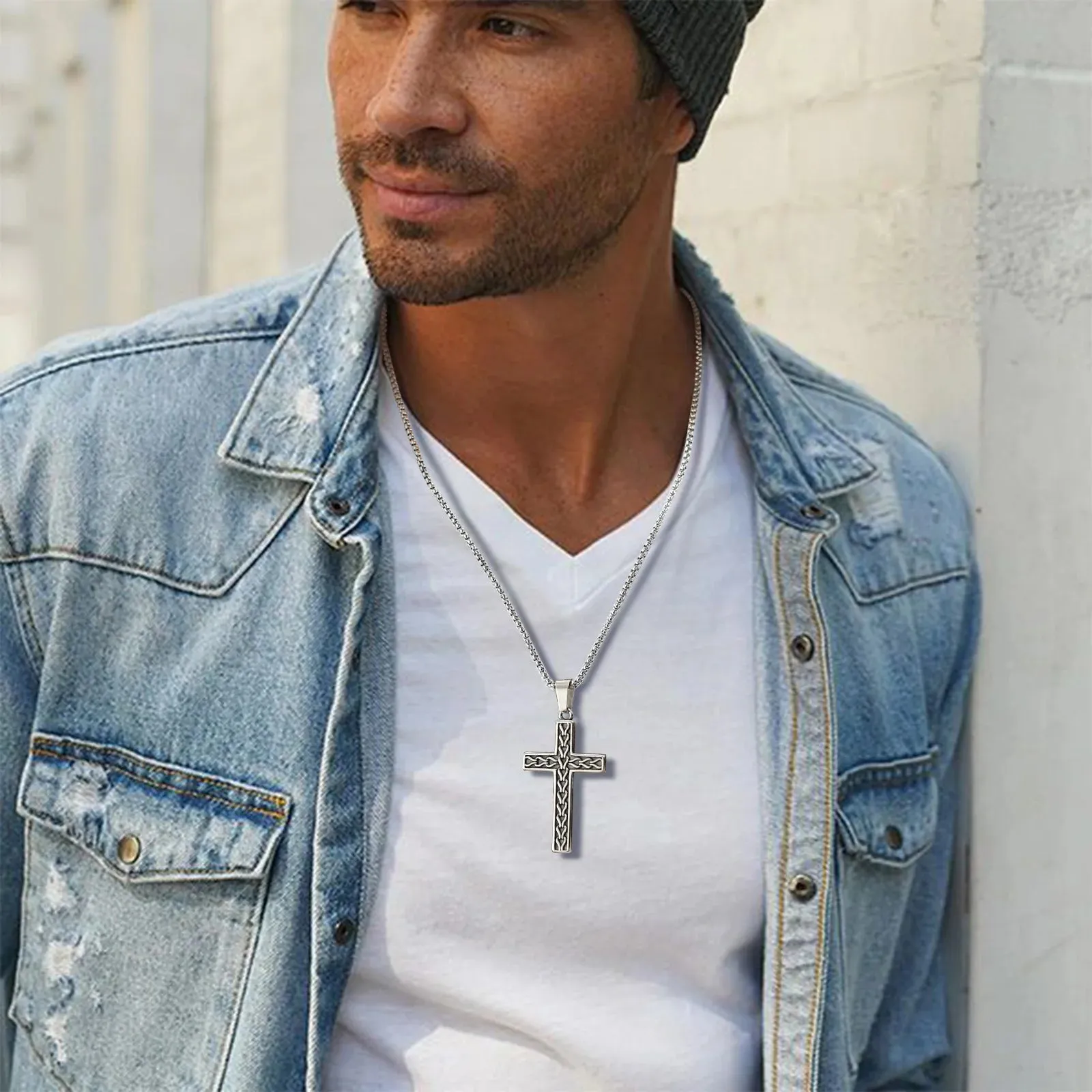 Rock Cross Pendant Necklaces for Men Boys