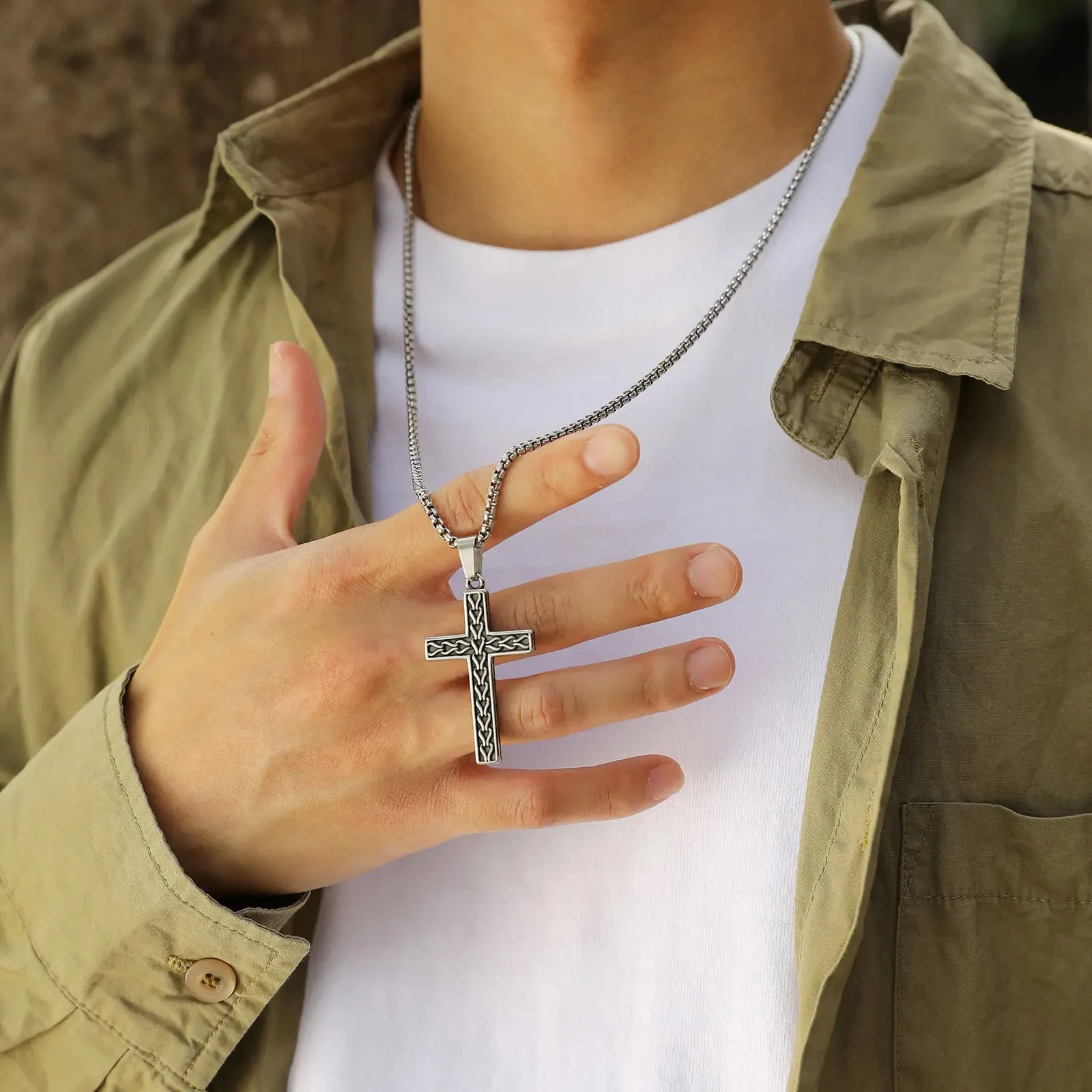 Rock Cross Pendant Necklaces for Men Boys
