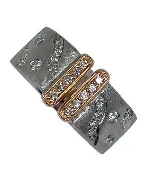 Rose and Sterling Diamond Cuff Ring