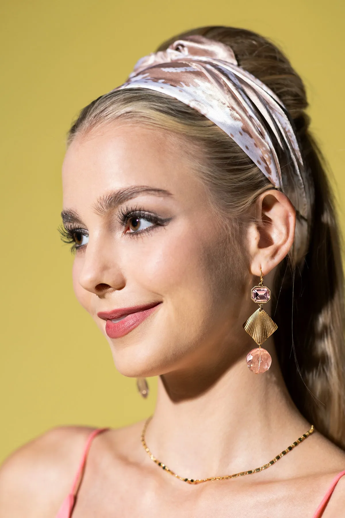 Rose Elegance Gold Geometric Earrings