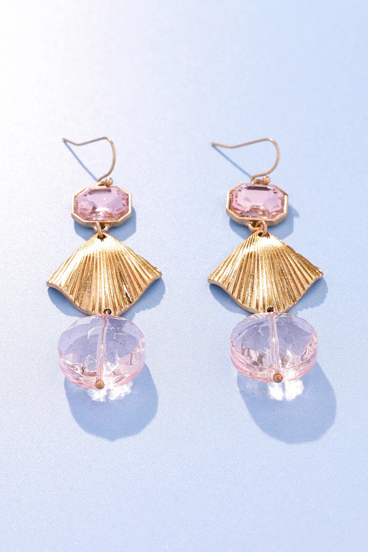 Rose Elegance Gold Geometric Earrings