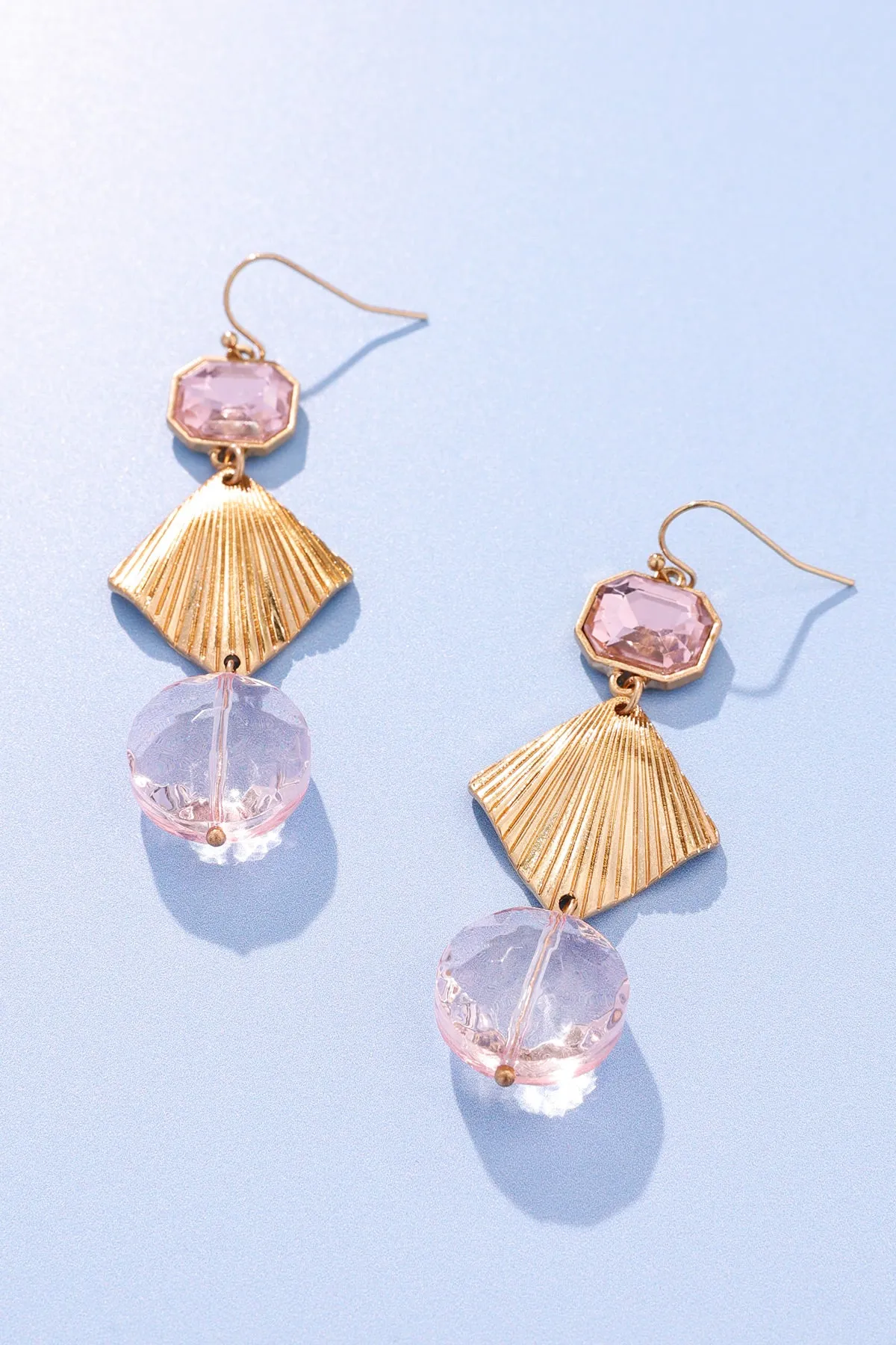 Rose Elegance Gold Geometric Earrings