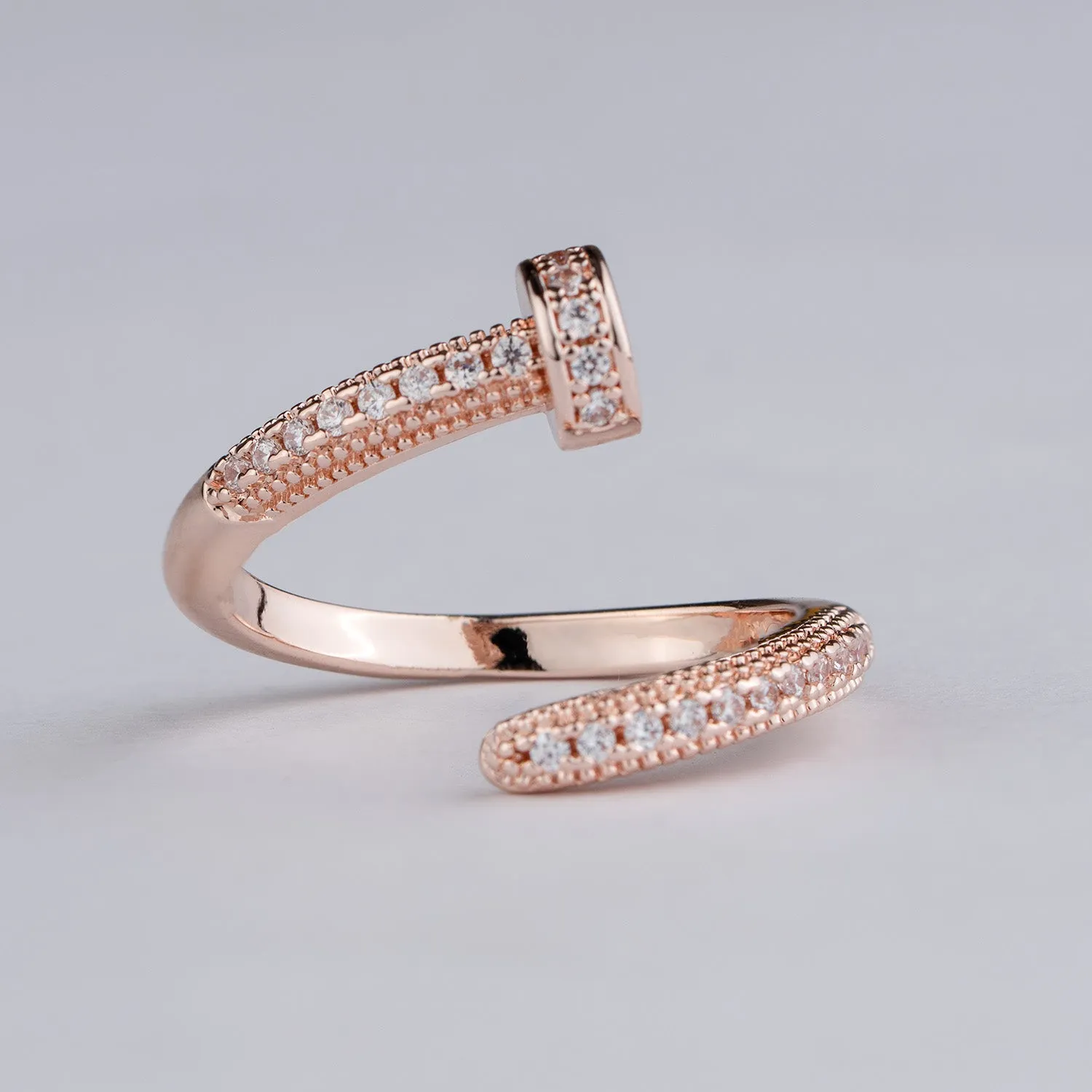 Rose Gold Nail Cuff Diamond Ring