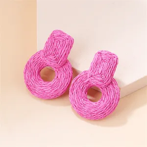 Rose Raffia Geo Drop Earrings