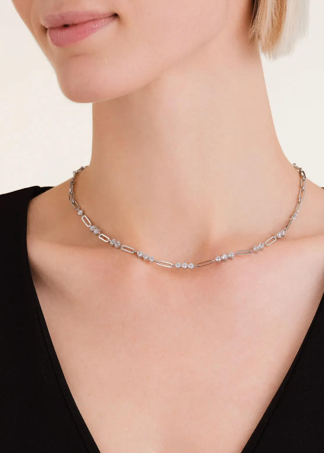 ROSEFIELD Graduated Crystal Necklace - Silver
