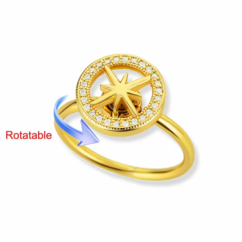 Rotating Four Clover Adjustable Rings Stainless Steel Wedding Ring