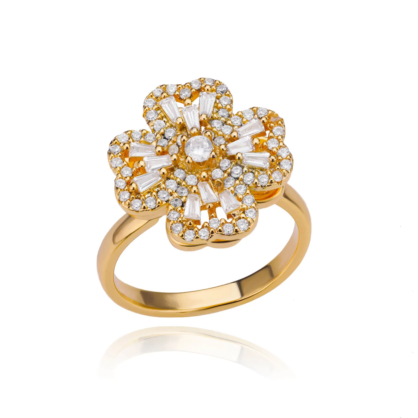 Rotating Four Clover Adjustable Rings Stainless Steel Wedding Ring