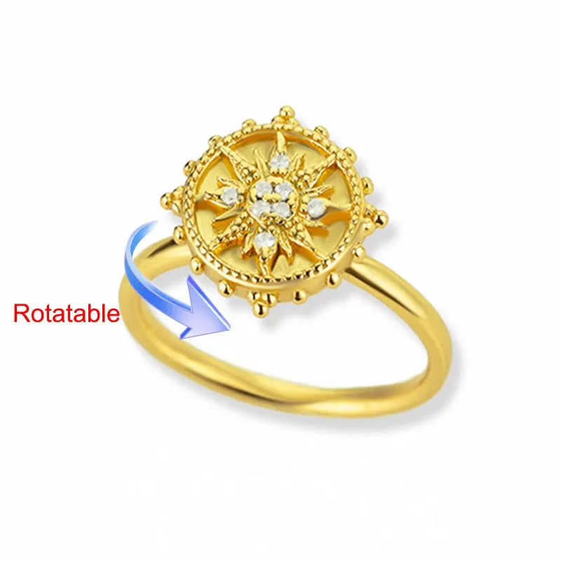 Rotating Four Clover Adjustable Rings Stainless Steel Wedding Ring