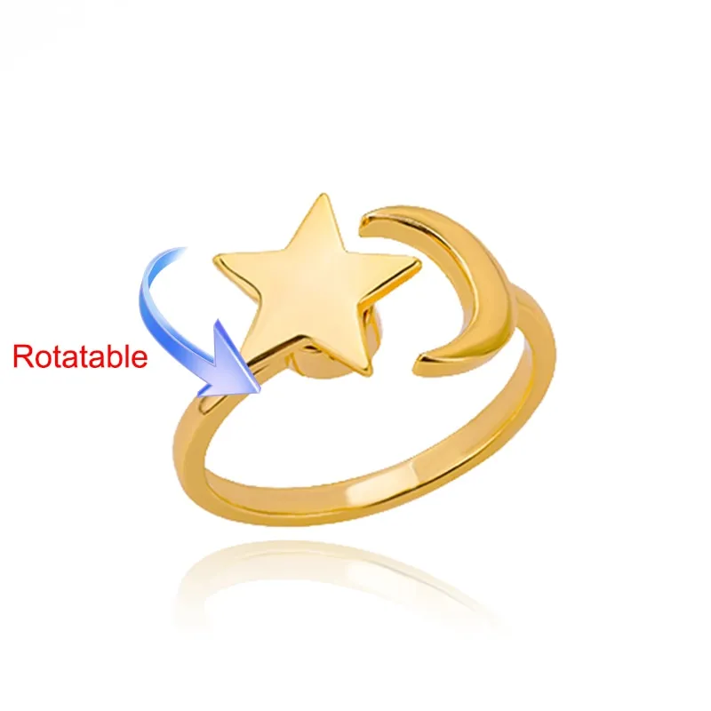 Rotating Four Clover Adjustable Rings Stainless Steel Wedding Ring