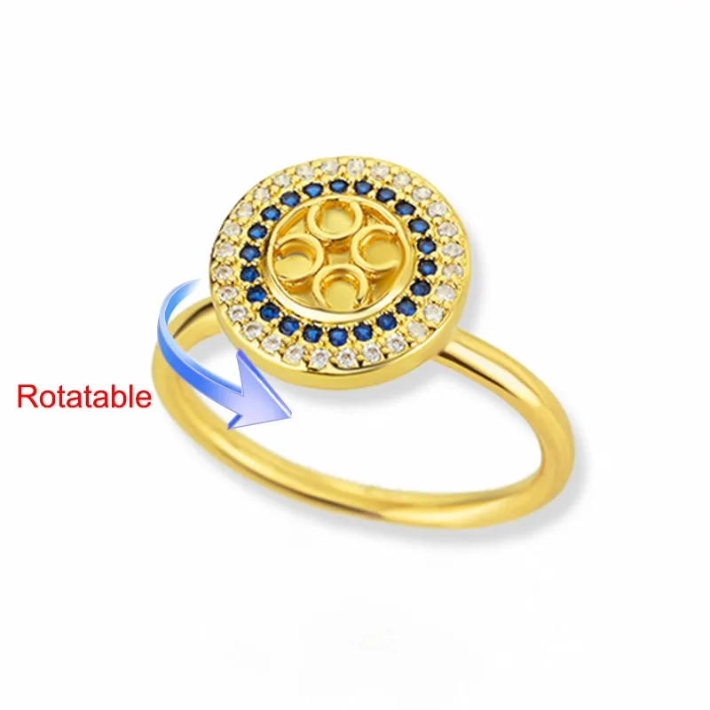 Rotating Four Clover Adjustable Rings Stainless Steel Wedding Ring