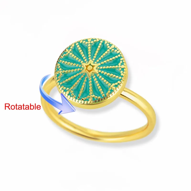 Rotating Four Clover Adjustable Rings Stainless Steel Wedding Ring